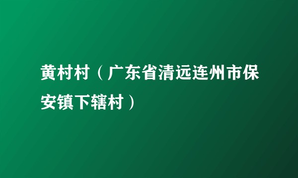 黄村村（广东省清远连州市保安镇下辖村）