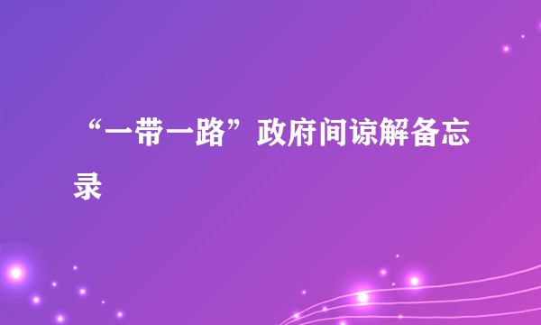 “一带一路”政府间谅解备忘录