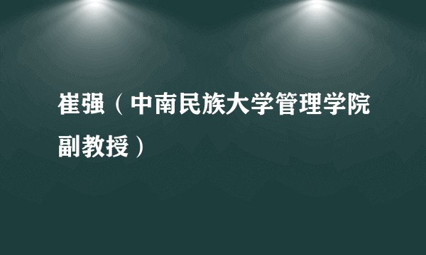 崔强(中南民族大学管理学院副教授)