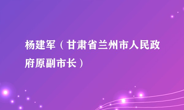杨建军（甘肃省兰州市人民政府原副市长）