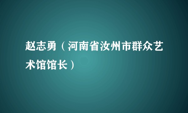 赵志勇（河南省汝州市群众艺术馆馆长）