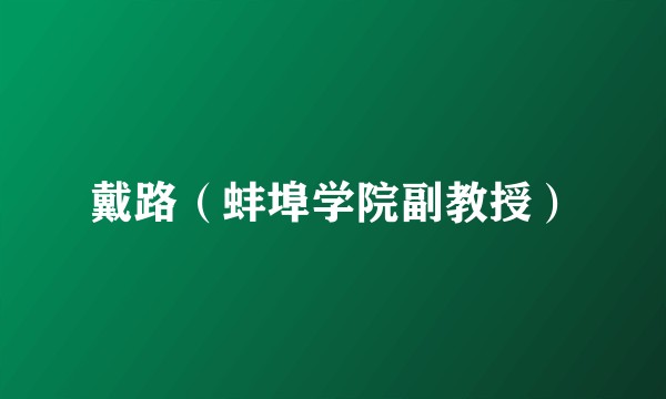 戴路（蚌埠学院副教授）