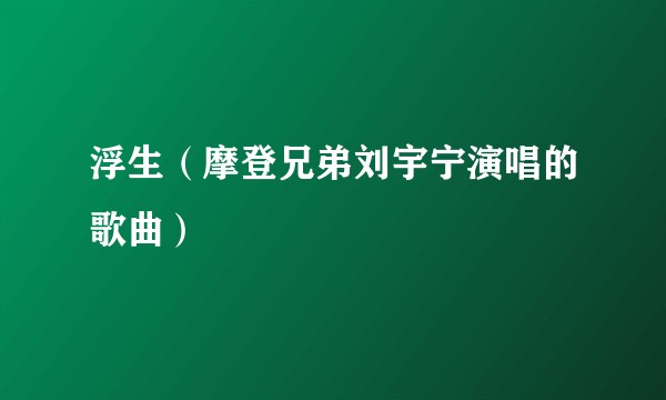 浮生（摩登兄弟刘宇宁演唱的歌曲）