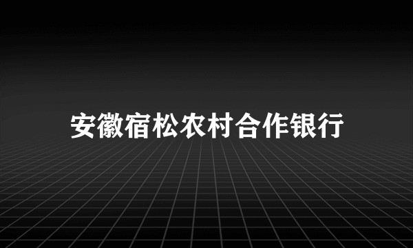 安徽宿松农村合作银行