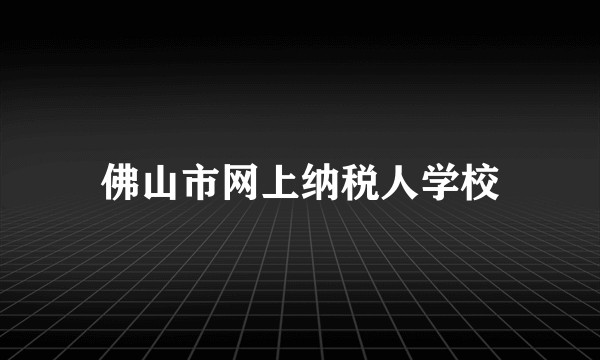 佛山市网上纳税人学校