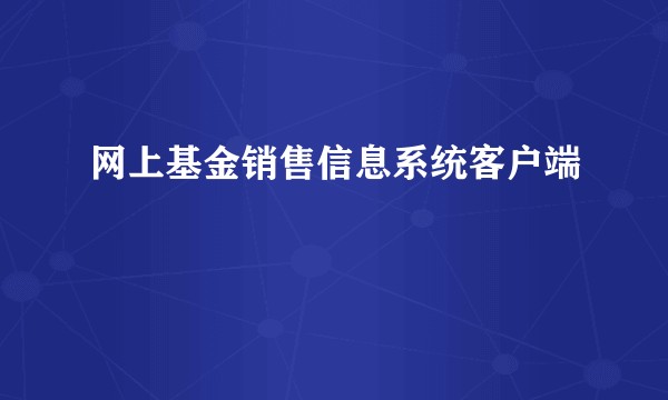 网上基金销售信息系统客户端
