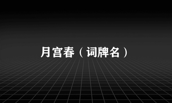 月宫春（词牌名）