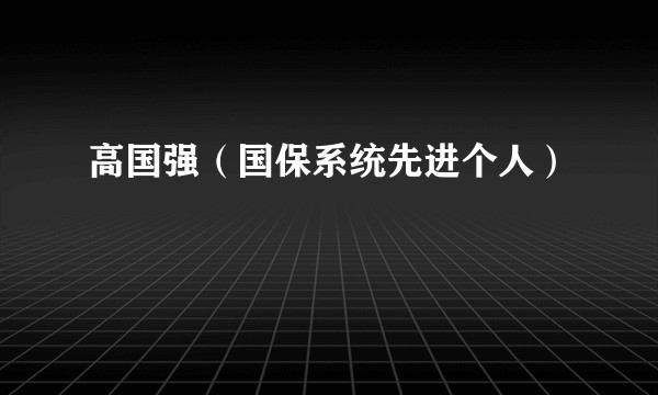 高国强（国保系统先进个人）