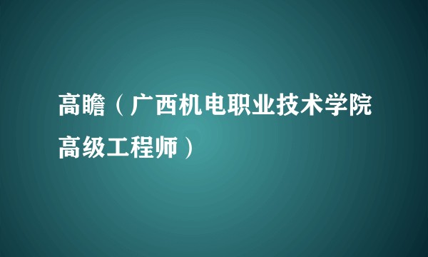 高瞻（广西机电职业技术学院高级工程师）