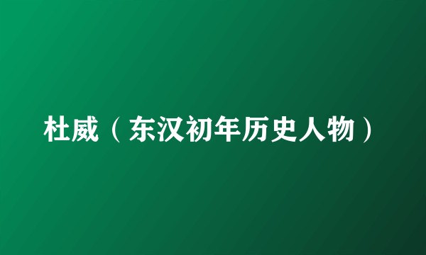 杜威（东汉初年历史人物）
