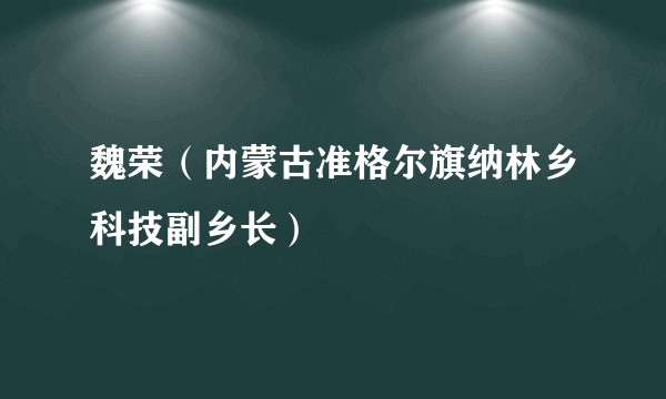 魏荣(内蒙古准格尔旗纳林乡科技副乡长)