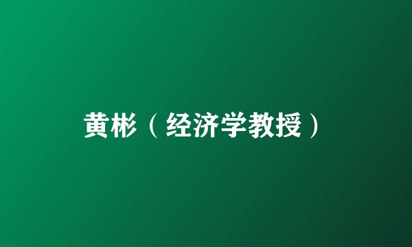 黄彬（经济学教授）