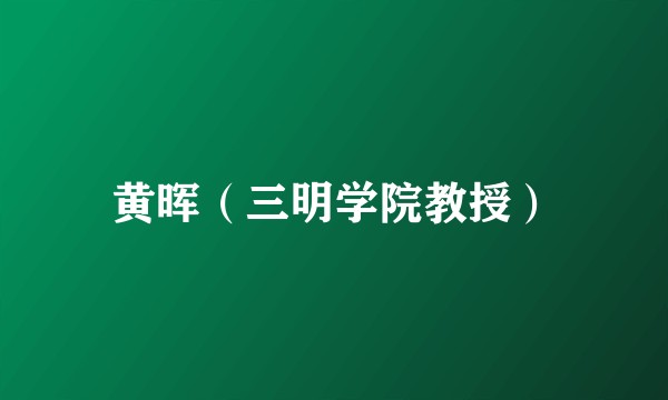 黄晖（三明学院教授）