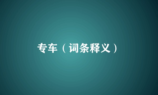 专车（词条释义）