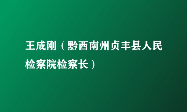 王成刚（黔西南州贞丰县人民检察院检察长）