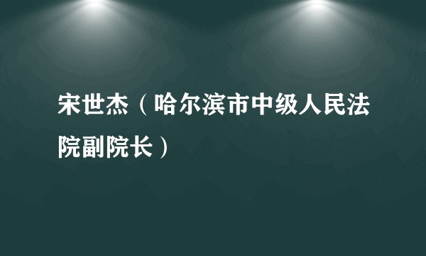 宋世杰（哈尔滨市中级人民法院副院长）