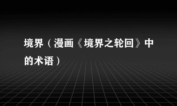 境界(漫画《境界之轮回》中的术语)