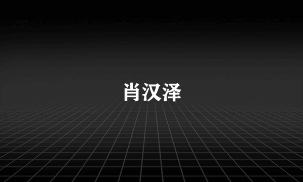 肖汉泽