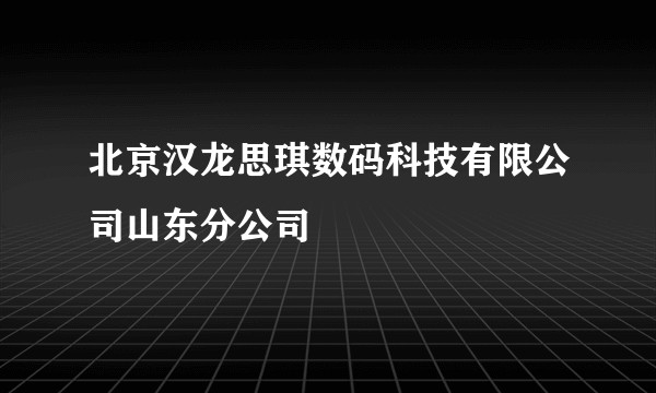 北京汉龙思琪数码科技有限公司山东分公司