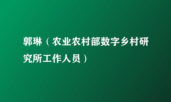 郭琳（农业农村部数字乡村研究所工作人员）