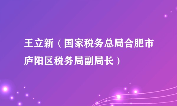 王立新(国家税务总局合肥市庐阳区税务局副局长)