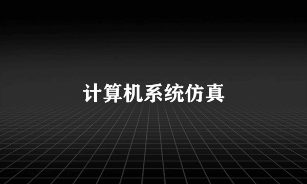 计算机系统仿真
