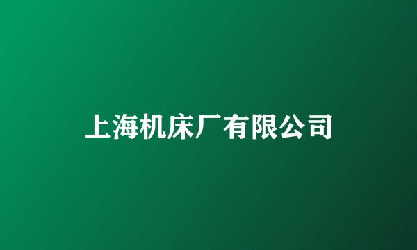上海机床厂有限公司