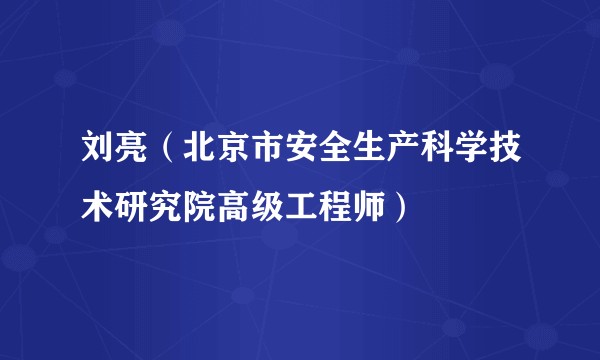刘亮（北京市安全生产科学技术研究院高级工程师）