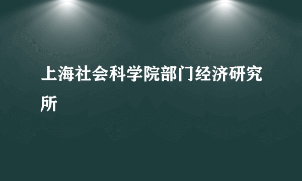 上海社会科学院部门经济研究所