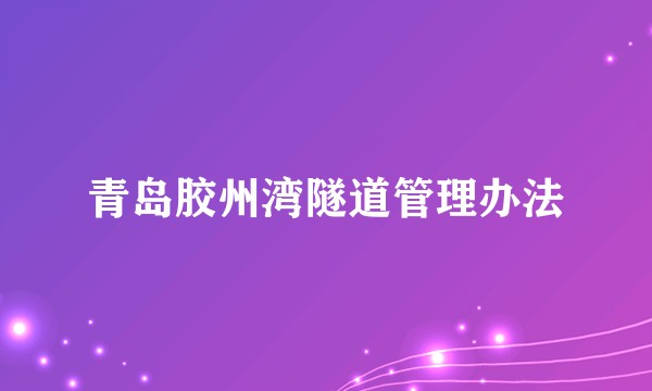 青岛胶州湾隧道管理办法