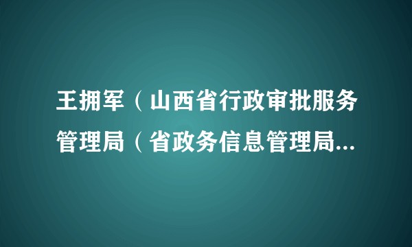 王拥军(山西省行政审批服务管理局(省政务信息管理局)党组成员,省政务服务中心党组书记、主任)