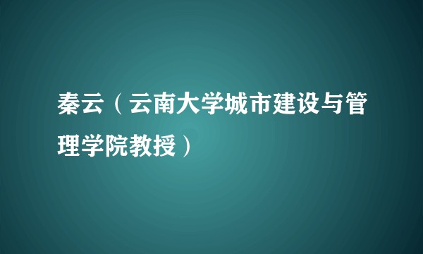 秦云（云南大学城市建设与管理学院教授）