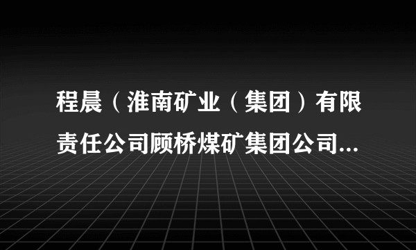 程晨（淮南矿业（集团）有限责任公司顾桥煤矿集团公司资深技师，助理工程师、高级技师）