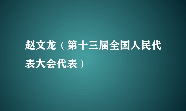 赵文龙（第十三届全国人民代表大会代表）
