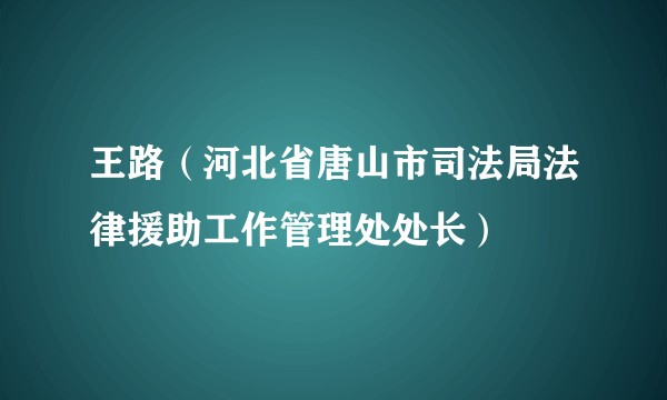 王路(河北省唐山市司法局法律援助工作管理处处长)