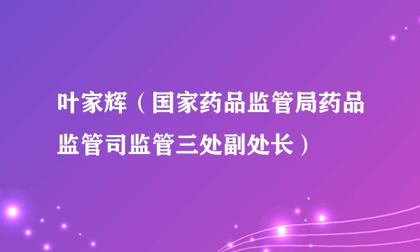 叶家辉（国家药品监管局药品监管司监管三处副处长）