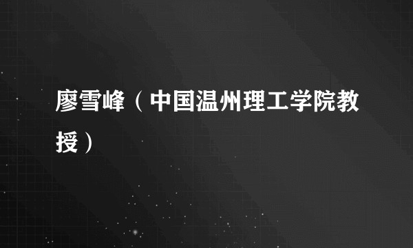 廖雪峰（中国温州理工学院教授）