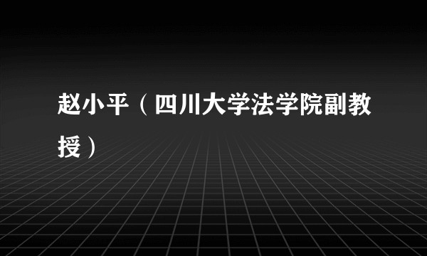 赵小平（四川大学法学院副教授）
