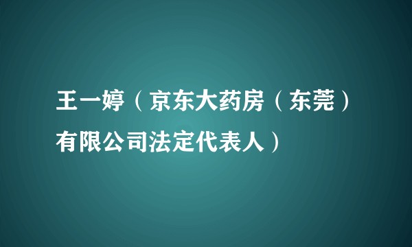 王一婷（京东大药房（东莞）有限公司法定代表人）
