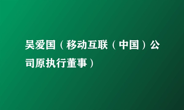 吴爱国（移动互联（中国）公司原执行董事）
