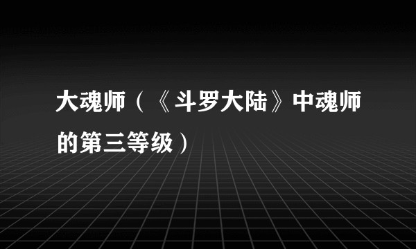 大魂师（《斗罗大陆》中魂师的第三等级）