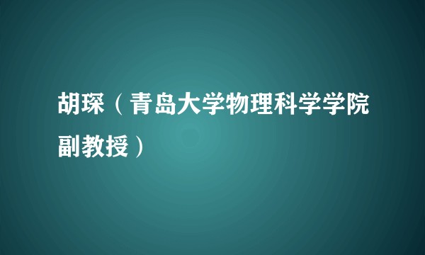 胡琛（青岛大学物理科学学院副教授）