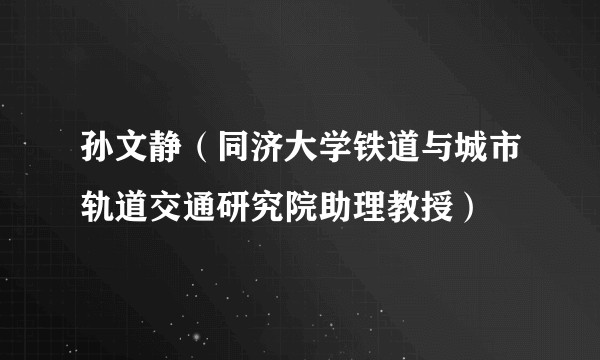 孙文静（同济大学铁道与城市轨道交通研究院助理教授）