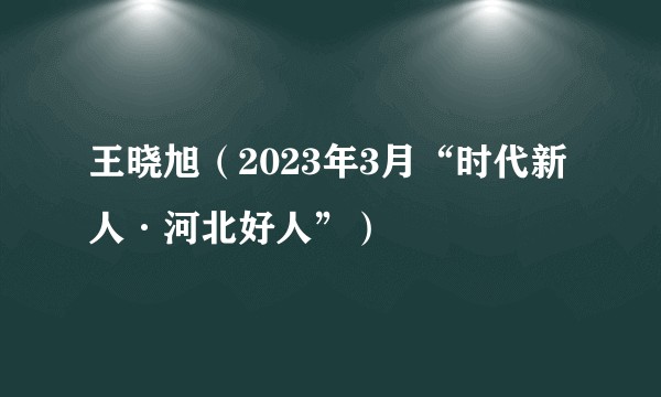 王晓旭（2023年3月“时代新人·河北好人”）