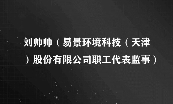 刘帅帅（易景环境科技（天津）股份有限公司职工代表监事）
