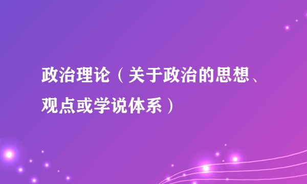 政治理论（关于政治的思想、观点或学说体系）