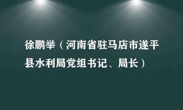 徐鹏举（河南省驻马店市遂平县水利局党组书记、局长）
