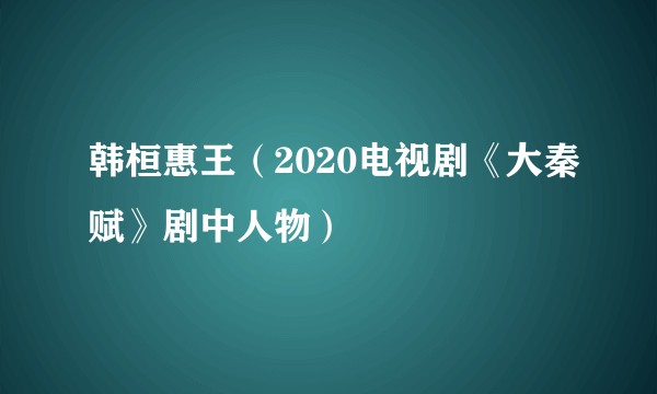 韩桓惠王（2020电视剧《大秦赋》剧中人物）