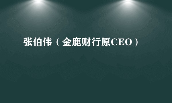 张伯伟(金鹿财行原CEO)
