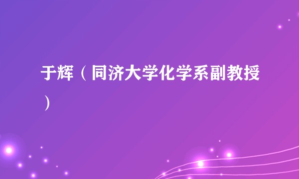 于辉(同济大学化学系副教授)